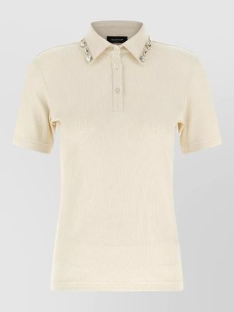 Fabiana Filippi polo shirt crystal detail collar short sleeves