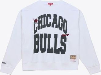 Mitchell & Ness Womens Mitchell & Ness White Chicago Bulls Lightweight Block Letter Sweatshirt at Nordstrom, Size X-Small
