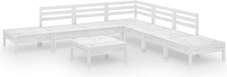 vidaXL 8 Piece Garden Lounge Set Solid Pinewood White vidaXL