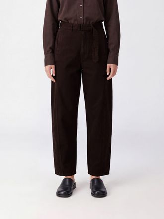 Christophe Lemaire Jeans wide leg in denim di cotone con cintura regolabile