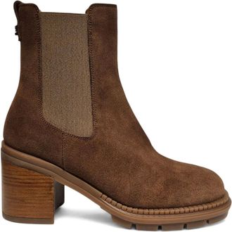 Casadei 80mm suede Chelsea boots - women - Elastane/Calf Leather/Elastane/Calf Leather/Rubber - 37 1/2 - Brown