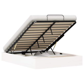 vidaXL Telaio Del Letto Ottomano Con Ripostiglio Bianco 150 X 200 Cm Vidaxl