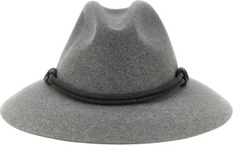 Brunello Cucinelli Accessoires, Dames, Grijs, M, Wol, Felt Fedora met Monili Band