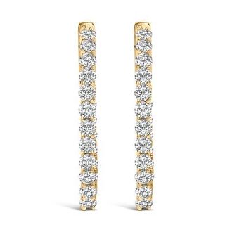 House of Brilliance 14K Gold 1.0 Cttw Oval Lab Grown Diamond Hoop Earrings in Yellow at Nordstrom
