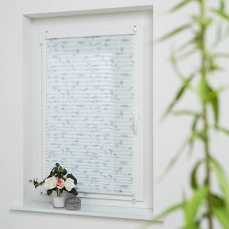 Liedeco Plissee »Blätter grau« Lichtschutz ohne Bohren verspannt