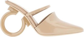 Ferragamo Heeled Mules - Dames - Muiltjes - Beige - 37 EU - Leer - Schoenen