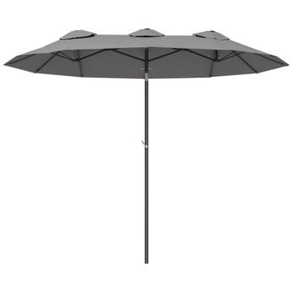 OUTSUNNY Sombrilla doble 295x152x222 cm gris