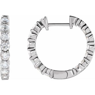 Diamond2Deal 2ct Lab-Grown Diamond Inside-Outside Hinged Hoop Earrings Clarity VS, Color F-G, 14k Gold