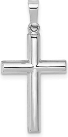 Diamond2Deal 14K White Gold Brushed and Polished Hollow Latin Cross Pendant