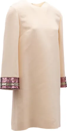 Valentino Garavani Women Cream Dress With Multi-Colored Sequin Womens Cuffs