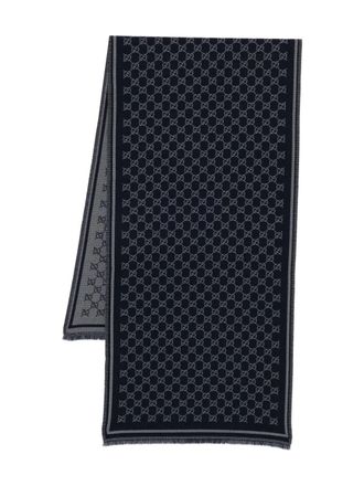Gucci all-over pattern wool scarf - men - Wool - One Size - Blue