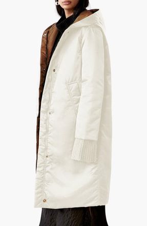 Caalo Reversible Satin Down Coat in Ivory at Nordstrom, Size Medium