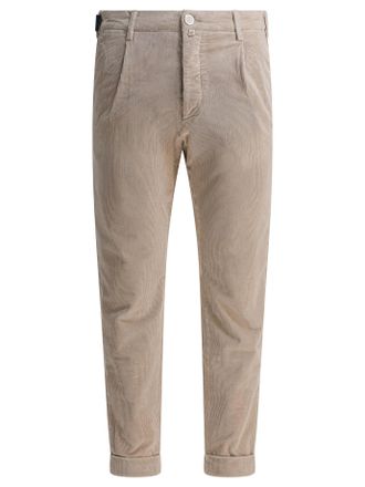 Jacob Cohen Mens Beige Pleated Trousers - Tan Cotton - Size 34 (Waist)