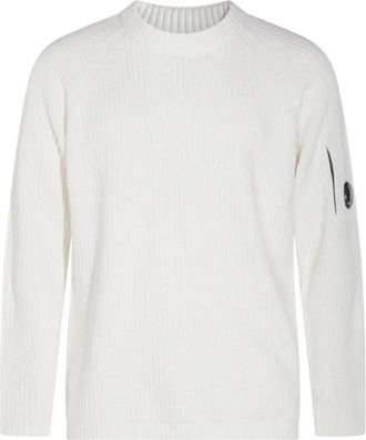 C.P. Company Cotton Chenille Crewneck Sweater - Heren - Ronde hals truien - Wit - XL - Katoen - Truien & Vesten