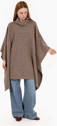 SOLOTRE Poncho in lana nocciola