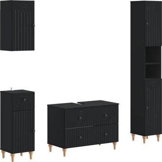vidaXL Juego De Armarios De Ba&ntilde;o De 4 Piezas Alkmaar Negro Vidaxl