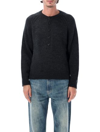 Our Legacy Shore Henley RWS Merino Wool Raglan Sleeve Sweater