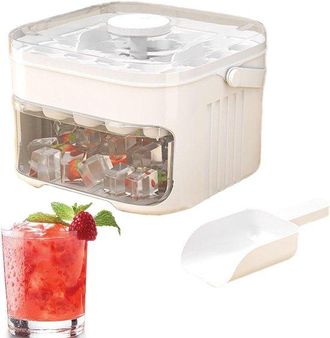 No Brand Juego De Cubitos De Hielo, Prensado, Caja De Almacenamiento Y Pala Para Hielo, F&aacute;cil De Desmoldar, Reutilizable, Fiestas, Uso Dom&eacute;stico Diario, Naranj