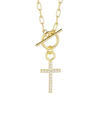 Glaze Jewelry 14K Over Silver Cz Cross Necklace
