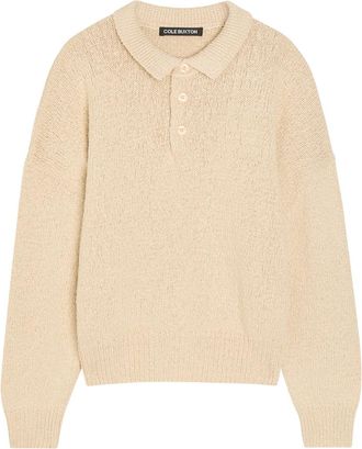 Cole Buxton Beach Textured-knit Cotton Polo Jumper - White - XL