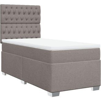 vidaXL Cama Box Spring Con Colch&oacute;n Tela Gris Taupe 90x200 Cm Vidaxl