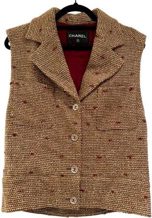 Chanel Multi Coloured Tweed Relaxed Style Button Front Vest Size S