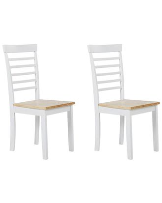Beliani Conjunto de 2 sillas de comedor madera blanco