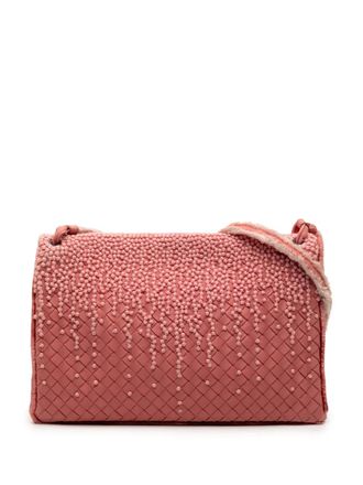 Bottega Veneta 2010 Nappa Intrecciato Embroidered Fold Over crossbody bag - women - Nappa Leather - One Size - Pink