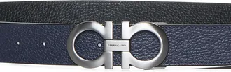Ferragamo Mens Belt Gancini Reversible Black Leather Calf