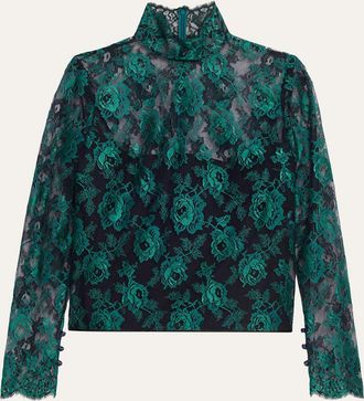 Valentino Garavani Floral Lace High-Neck Top