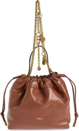 Chlo&eacute; Mini Icons Leather Shoulder Bag in Blushy Brown at Nordstrom