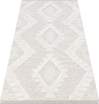 RugsX Rugsx - Carpet eco sisal Boho moroc Diamonds 22312 fringe - structural beige / cream, recycled carpet beige 78x150 cm