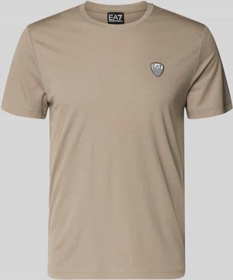 Emporio Armani T-Shirt aus Viskose-Mix mit Label-Patch in Oliv, Größe XXXL