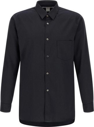 Comme Des Gar&ccedil;ons Gestreepte Overhemd - Heren - Zakelijke Overhemden - Blauw - XL - Wol - Overhemden