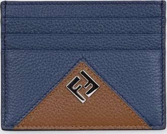 Fendi Portacarte piatto Lui in pelle a grana con monogramma FF e logo