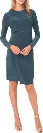 Vince Camuto Ruched Asymmetric Long Sleeve Dress in Forest Night at Nordstrom, Size X-Small