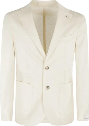 L.B.M. 1911 Katoenen Linnen Shirt - Heren - Blazers - Beige - L - Katoen - Jassen