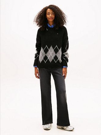 Tommy Hilfiger Vaqueros acampanados de talle alto en negro