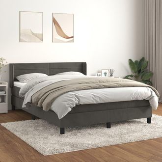 vidaXL Cama Box Spring Con Colch&oacute;n Terciopelo Gris Oscuro 140x190 Cm Vidaxl