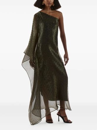 Taller Marmo Betsy pleated one-shoulder asymmetrical dress - women - Nylon/Metallized Polyester/Polyester - 42 - Green