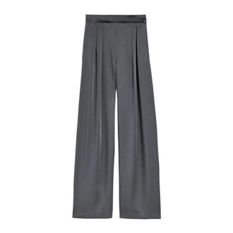 Max Mara Dames, Broeken, Grijs, Maat: S Satijn