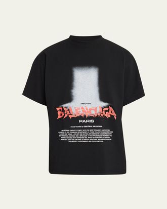 Balenciaga Mens Logo Graphic Cotton Jersey T-Shirt