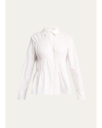 Proenza Schouler Pearl Cinched Cotton Poplin Shirt