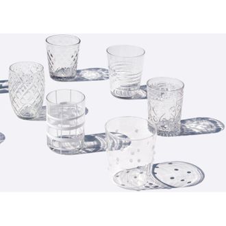Zafferano Melting Pot Set 6 Bicchieri Monocolore - Trasparente - Vetro Soffiato a Mano, 32 cl - Tumbler Artigianali per Acqua e Cocktail - Zafferano
