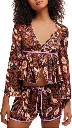Free People Bed to Brunch Lounge Set in Black Combo at Nordstrom, Size X-Small