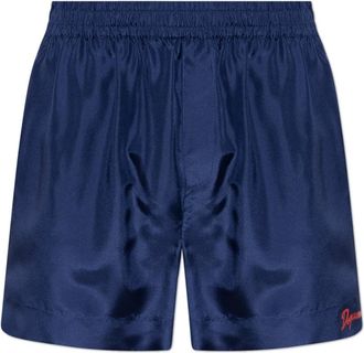 Dsquared2 Silk Shorts With Logo - Heren - Korte Broeken - Blauw - M - Korte Broeken