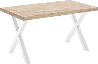 Home Heavenly Home Heavenly - Mesa Comedor Industrial Darek, De Madera Maciza Y Patas Metal Tipo x Color: Roble Nordish - Blanco, Medidas: 140 X 80 Cm