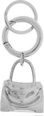 Balenciaga Shiny Silver Carousel Rodeo Key Ring