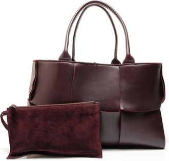 Bottega Veneta Intrecciato Bordeaux Red Color Intrecciato Tote Bag (Pre-Owned)