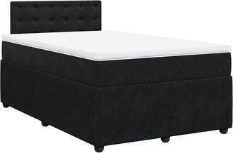 vidaXL Cama Box Spring Con Colch&oacute;n Terciopelo Negro 120x190 Cm Vidaxl